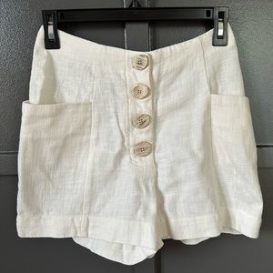 NWOT Mango MNG white linen button front shorts XXS